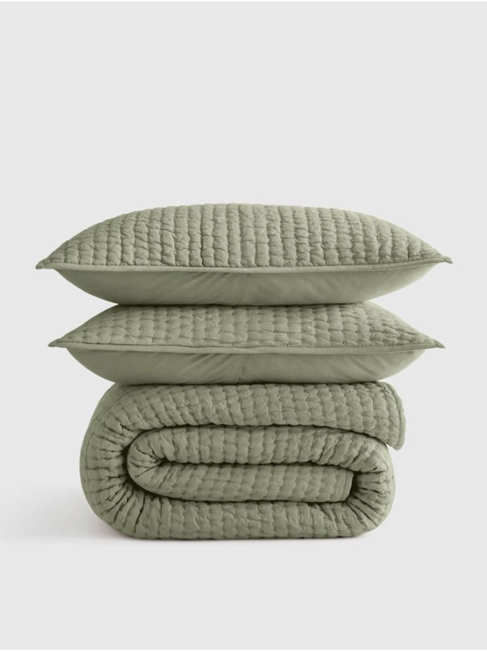 Quince European Linen and Cotton Stitch Quilt Set in Willowleaf Size Queen 1378